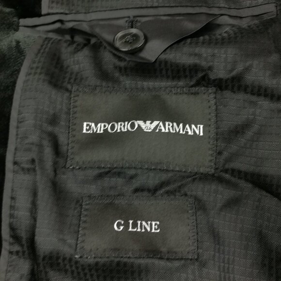 Emporio Armani Blazer Jacket Velvet G Line Herringbone Black 42R - Picture 6 of 13